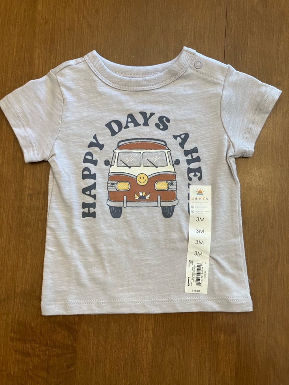 3M Baby Tee in 100% Organic Cotton, “Happy Days Ahead”, Little Co.